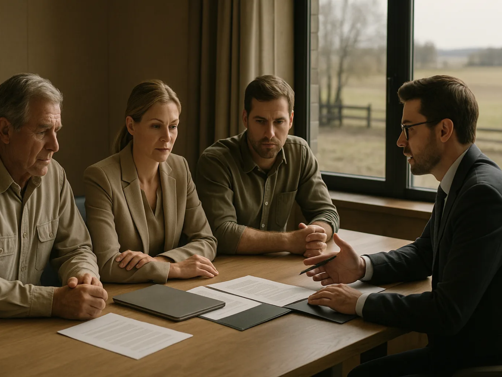 Família empresária e advogado discutem holding rural em ambiente corporativo