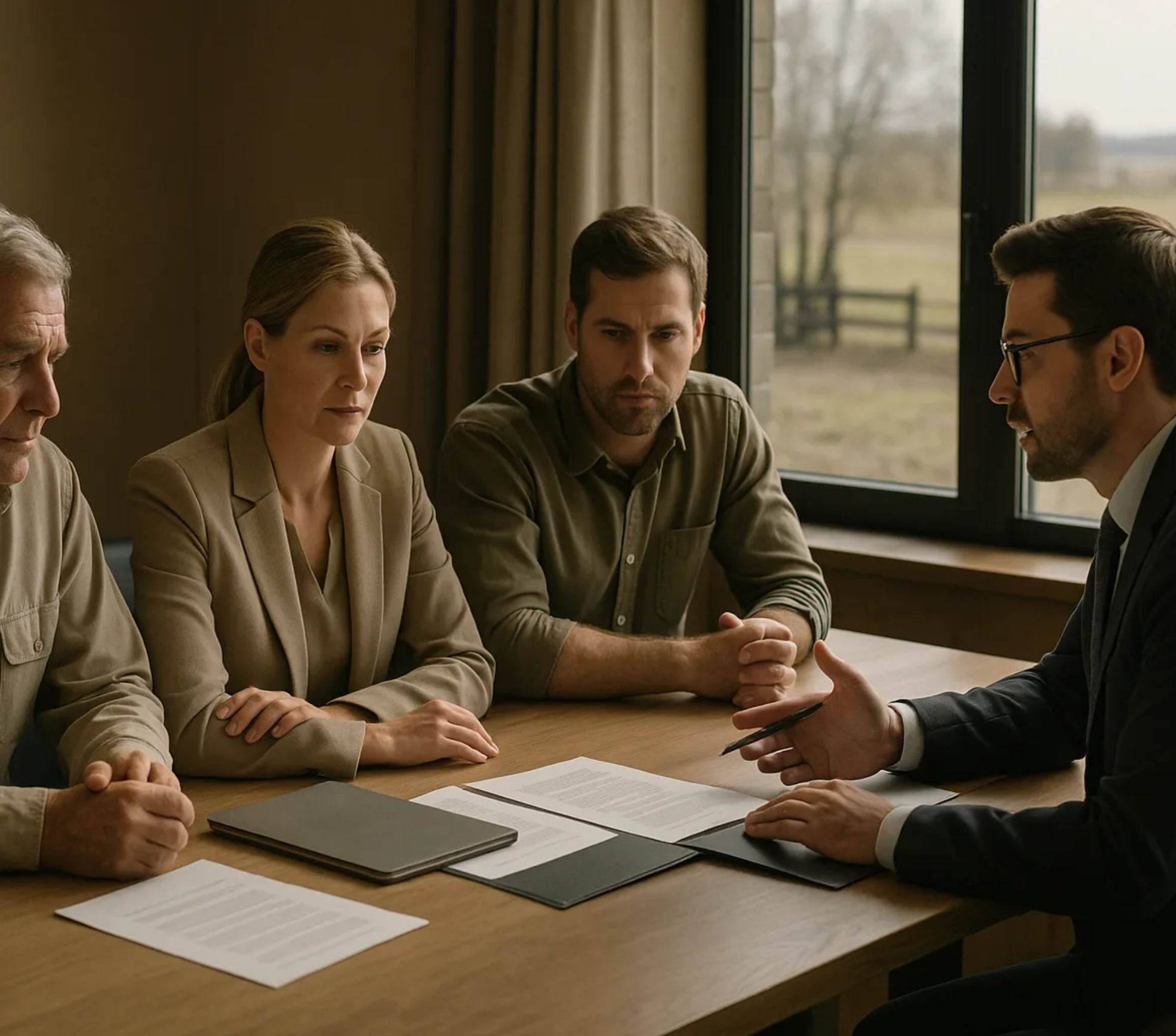 Família empresária e advogado discutem holding rural em ambiente corporativo