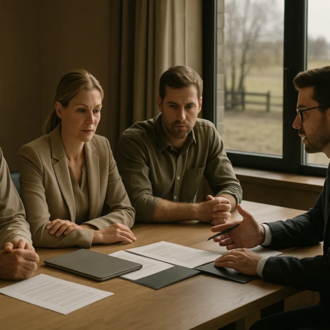 Família empresária e advogado discutem holding rural em ambiente corporativo